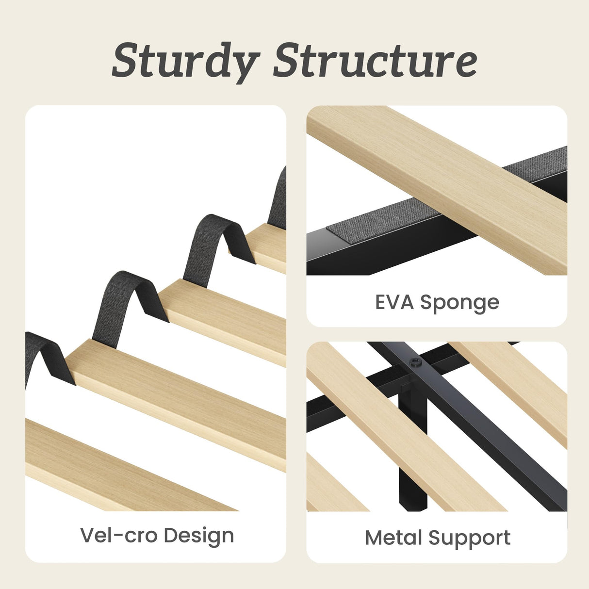 Queen Bed Frame with Velvet Upholstered Headboard