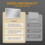 48x32 LED Smart Mirror with Anti-Fog & Dimmable Lighting