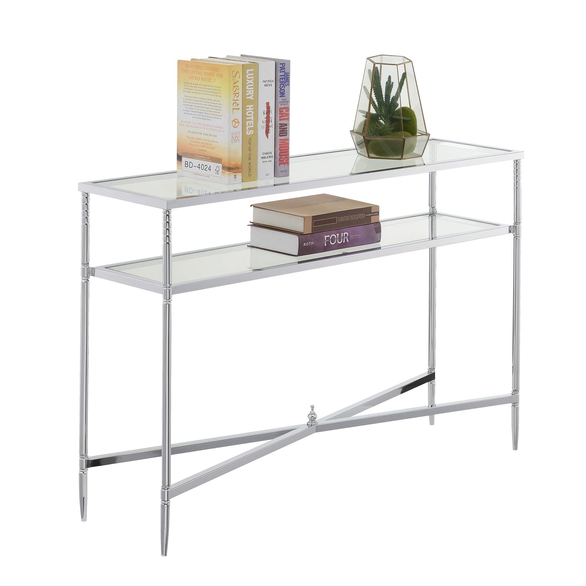 Tudor Console Table - Clear Glass & Chrome