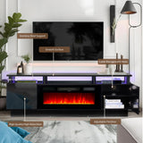 Fireplace TV Stand with 36" Electric Fireplace,LED Light Entertainment Center,2 Tier