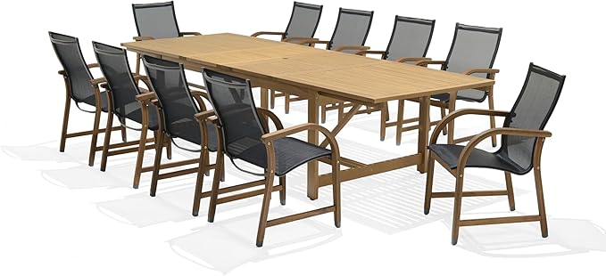 Franklin 9-Piece Teak Finish Extendable Rectangular Patio Dining Set