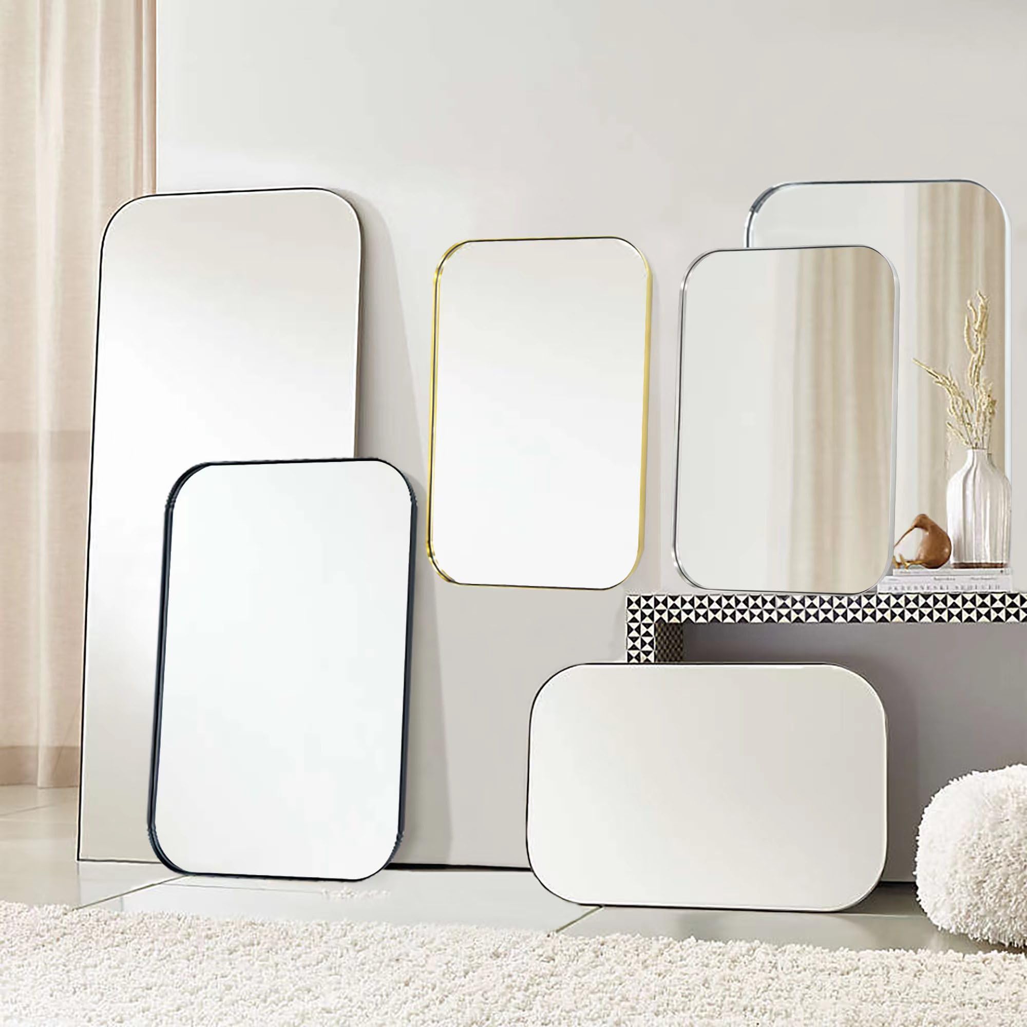 Oil Rubbed Bronze Rounded Rectangle Bathroom Vanity Wall Mirror