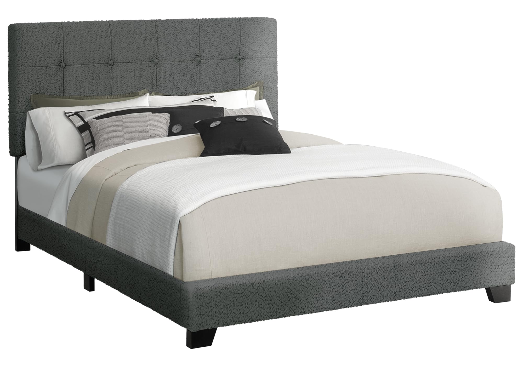 5803Q Bed, Bedroom, Frame Only, Queen Size, Upholstered, Dark Grey Boucle