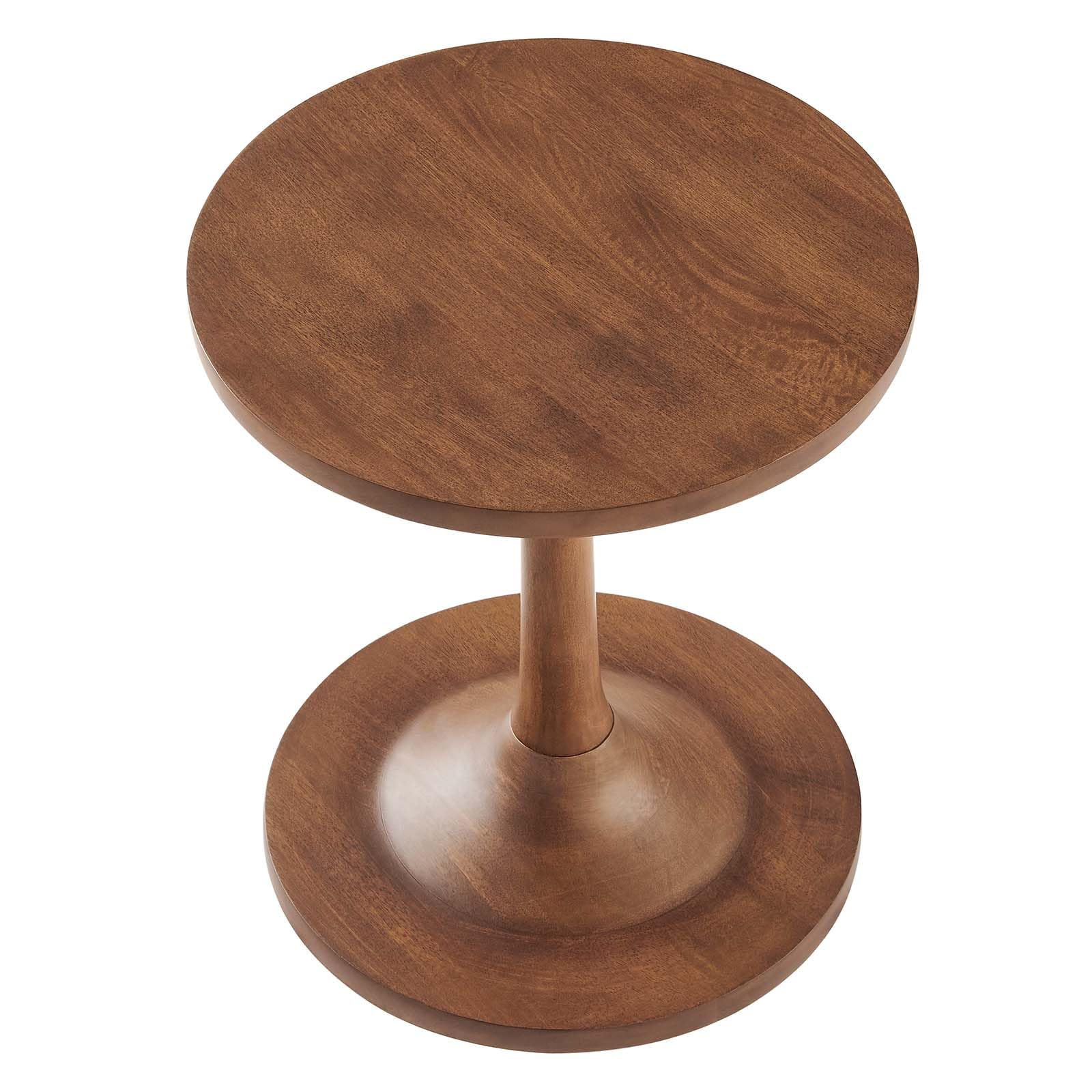 Lina Round Mango Wood Side Sofa End Table for Living Room in Walnut