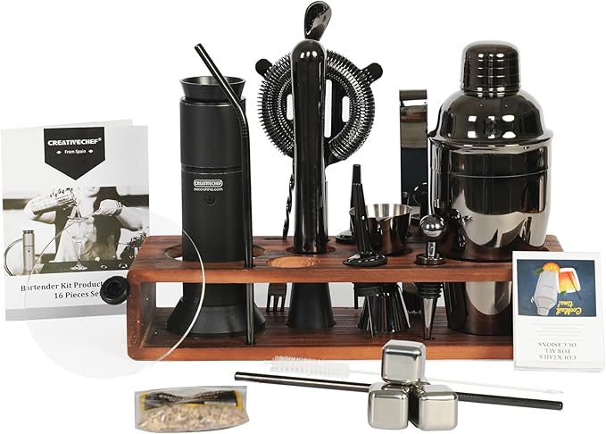 Cocktail Shaker Set with Stand, 16 Piece Stainless Steel Martini Shaker Set