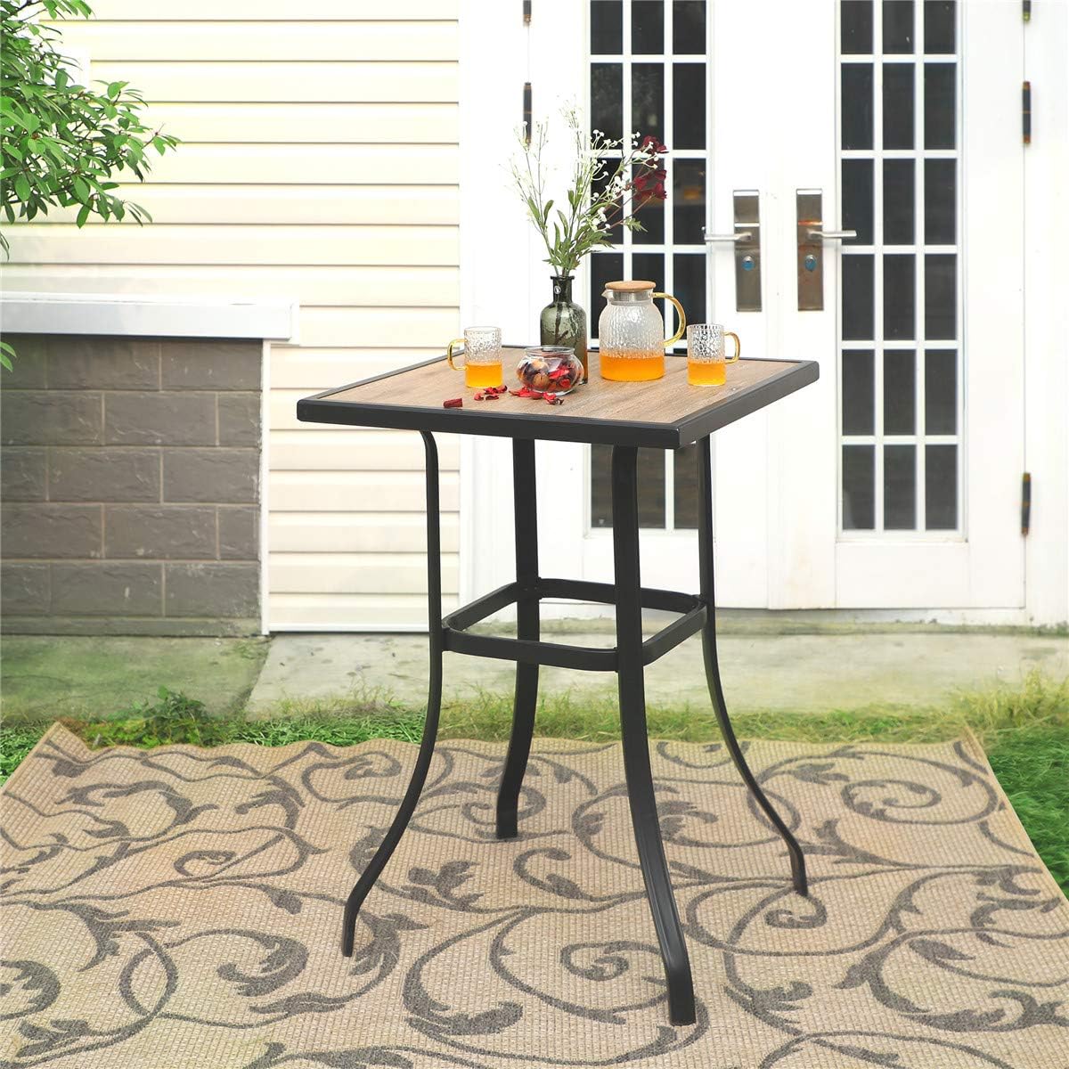 3 PCS Patio Swivel Bar Set Outdoor Furniture Bar Height Bistro Set