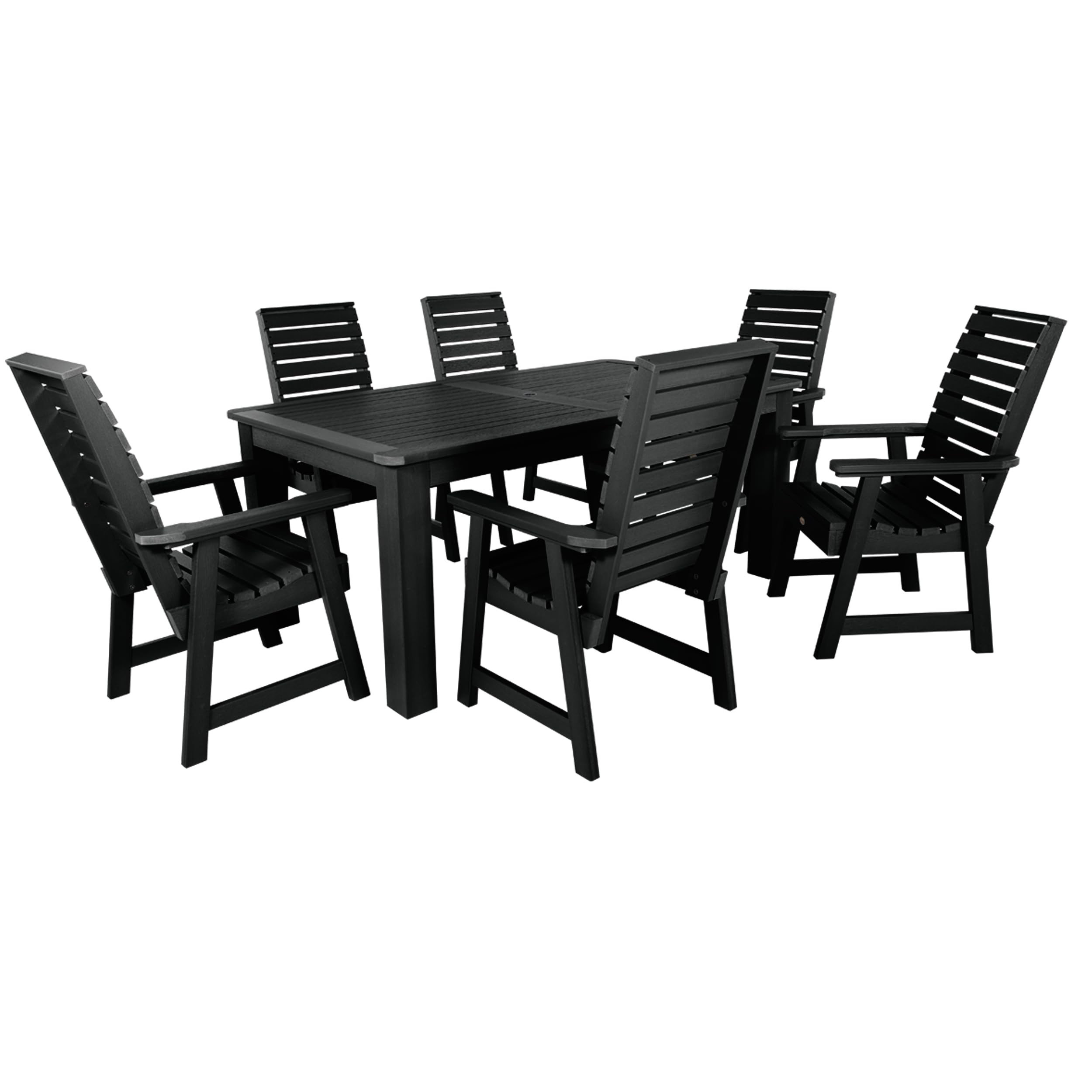 Weatherly 7pc Rectangular Dining Set 72" x 42", Black