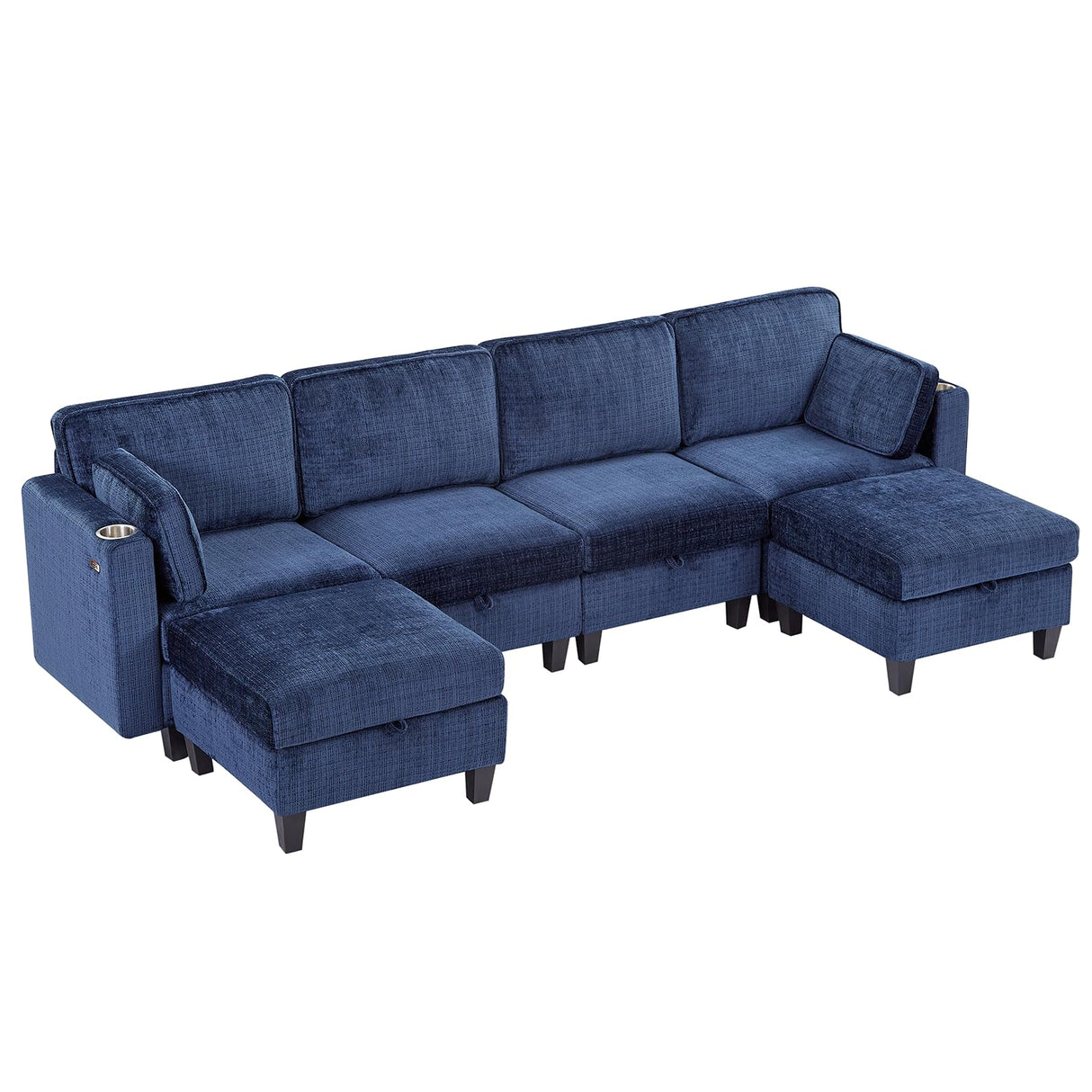 110" U-Shaped Modular Sectional Sofa, Convertible Sleeper Sofa Couch Bed