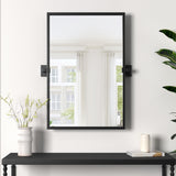 24x36 Inch Pivot Mirror Black Metal Frame Tilting Bathroom Mirrors for Over Sink