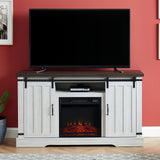 Farmhouse Electric Fireplace TV Stand for 60 Inch TV, Barn Door Entertainment Center