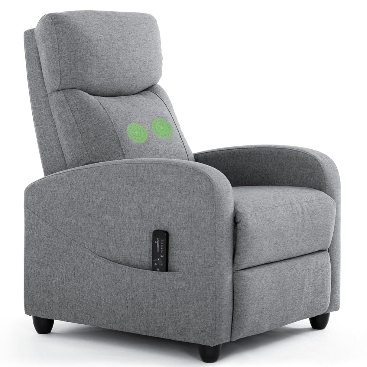 Recliner Chair with Massage and Lumbar Support, Small Fabric Home Theater Seating