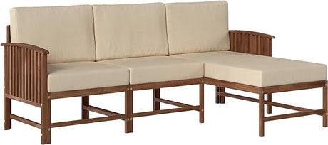 Modern 3-Piece Solid Wood Patio Sectional