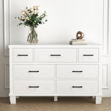 Dresser White with 7 Drawer Modern Wooden Dresser - 3-Tier Drawer Chest