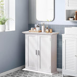 Bathroom Floor Cabinet Freestanding Storage with Double Doors and 2-Tier Adjustable Shelves