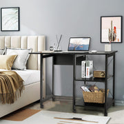 Folding Computer Desk, Modern Writing Table w/ 2-Tier Storage Shelves