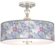 Spring Flowers 16" Semi-Flush Ceiling Light with Print Shade