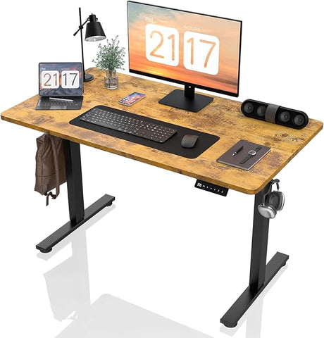 Electric Standing Desk Height Adjustable - 48 x 24 Inches Sit Stand up Desk & Memory Preset Ergonomic Rising Desks for Work, Home Office Workstation Gaming Rising Desk Study Table