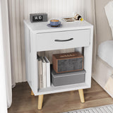 Nightstand Set of 2 with Fabric Drawers and Open Shelf