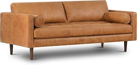 Napa 88.5” Sofa in Full-Grain Semi-Aniline Italian Tanned Leather, Onyx Black