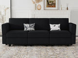 Modular Sofa Couch with Storage Seats Sectional Sofa Velvet Sofa for Living Room Black