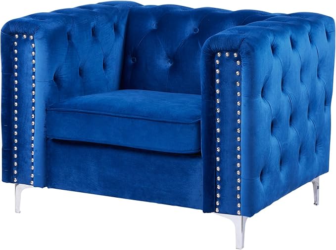 3 Pieces Velvet Tufted Sofa Set with Thick Padded Seat Cushion