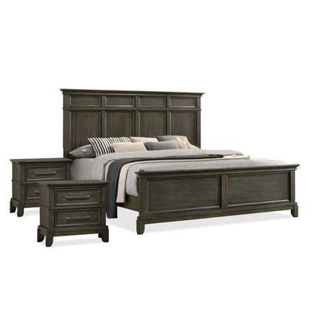 Runic Traditional Wood 3-Piece Bedroom Set with Crown Molding Details and Pewter Bar