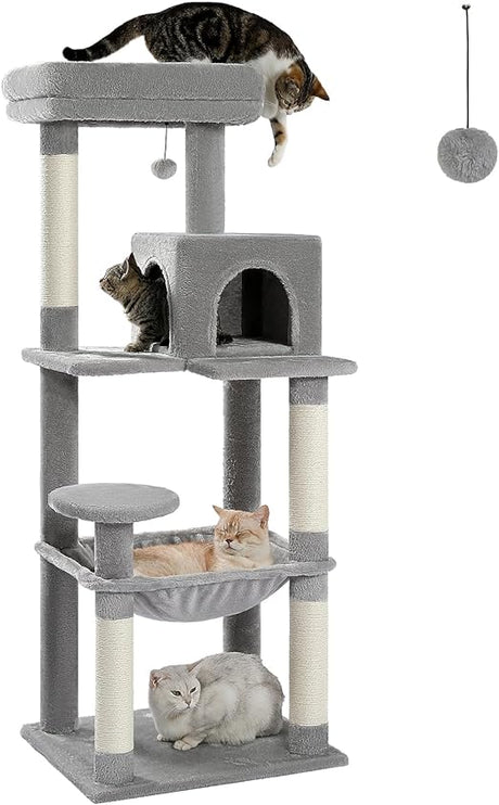 Multi Level Cat Tower with Large Metal Frame Hammock