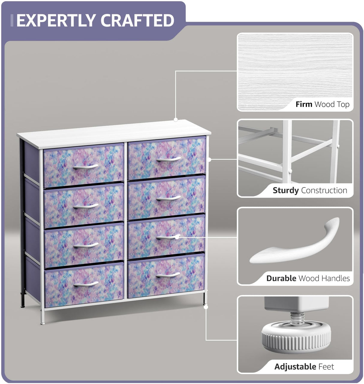 Dresser with 8 Drawers - Furniture Storage Chest Tower Unit for Bedroom