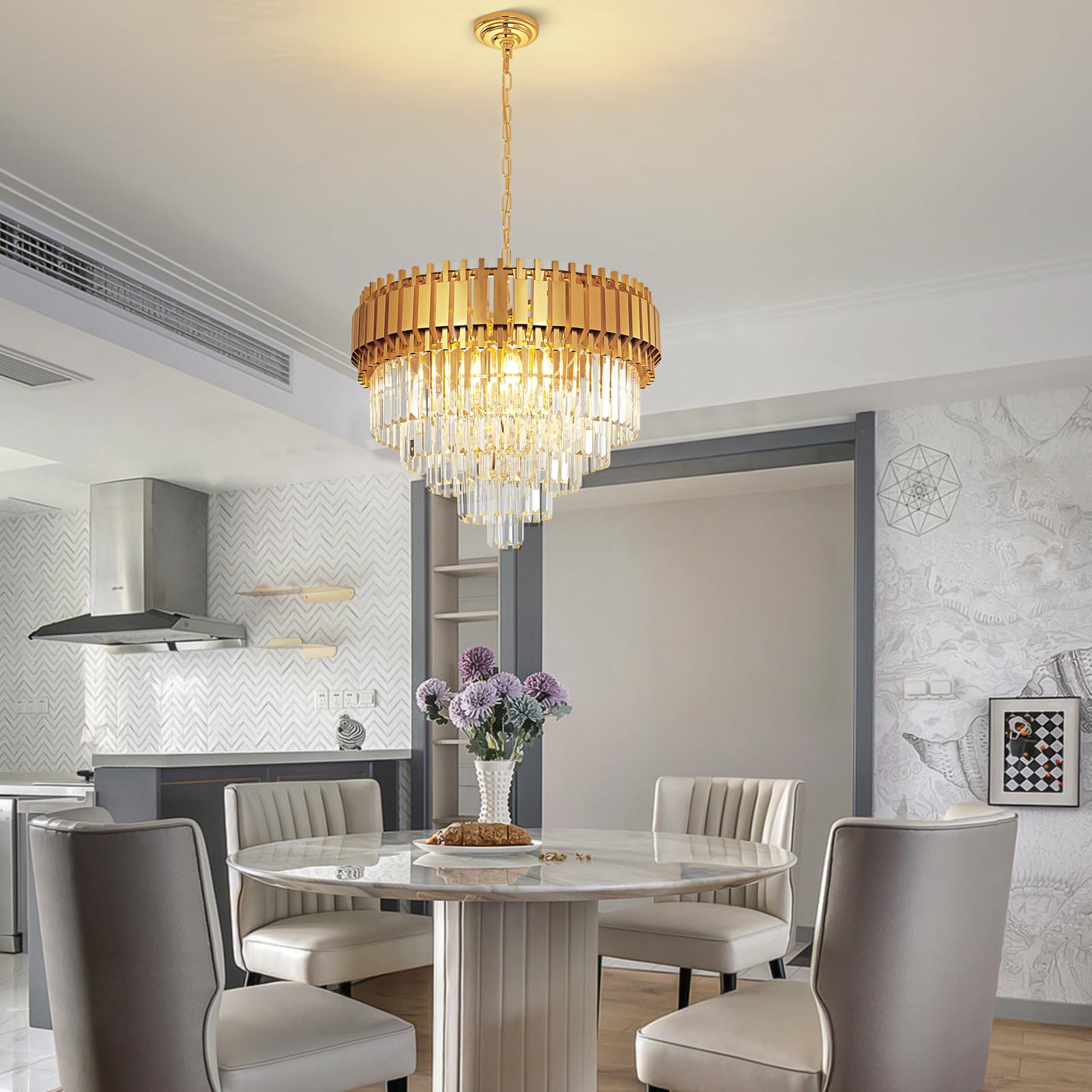 Modern Crystal Pendant Light Luxury Gold Crystal Chandelier Lights 5