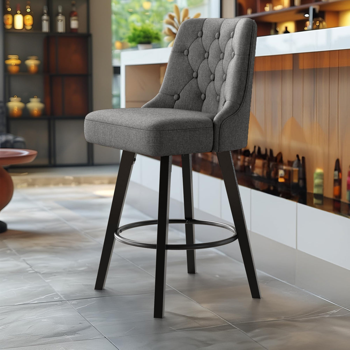 Modern Swivel Bar Stools with Back, 26" H Seat Set of 1, 360 Free Counter Height Bar Stools