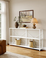 70'' Narrow Long Sofa Console Table with 3-Tier Storage Shelf for Living Room, White