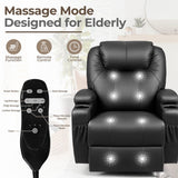 Rocker Recliner Chair with Massage for Elderly, Leather Adjustable 360°Swivel Rocking