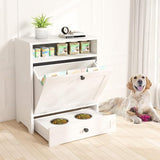 Dog Feeding Station with Storage Cabinet & Elevated Bowls