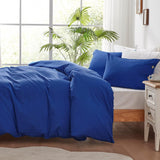 SunStyle Home 100% Cotton Duvet Cover Set Breathable Soft King Navy Blue Duvet Cover 3 Pieces Bedding Set with Buttons Closure Comforter Cover Set (1 Duvet Cover +2 Shams)