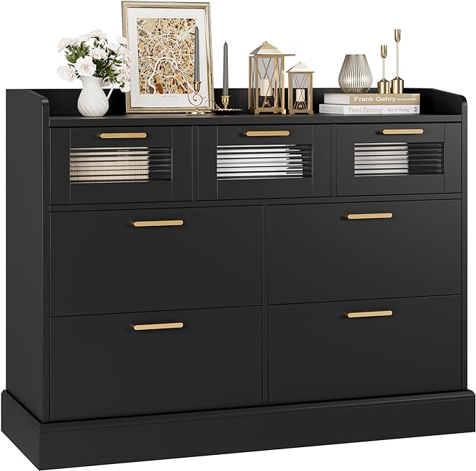 Modern 7 Drawer Double Dresser for Bedroom, Wide Chest of Drawers