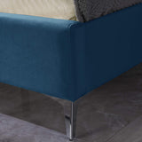 Upholstered California King Bed Frame with Tufted Headboard Blue Velvet Platform