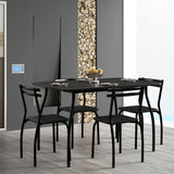 5Pcs Dining Table Set for 4, Modern Metal and Wood Indoor Rectangular Dining