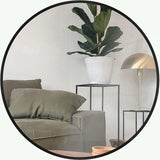 Circle Mirror 24 Inch Brushed Aluminum Frame Black