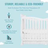 7-In-1 Convertible Life Style Crib In White, Greenguard Gold Certified, 4 Mattress Height