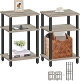End Table with Charging Station, Side Table with USB Ports and Outlets, Nightstand, 3