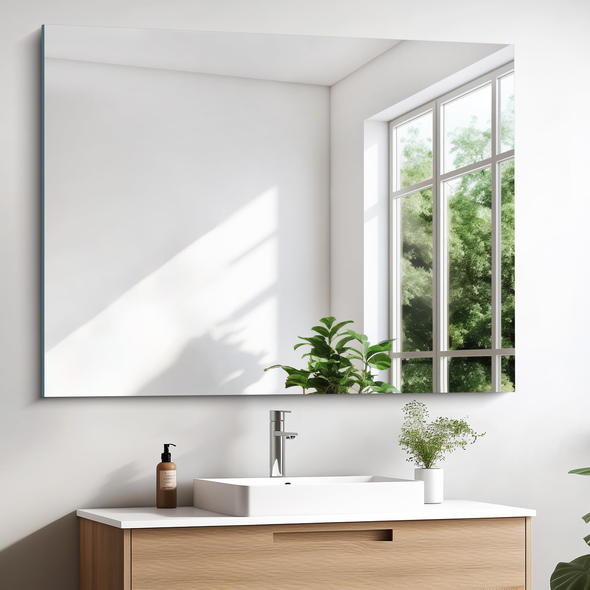 Frameless Mirror,  Bathroom Mirror for Over Sink, Unframed Vanity Mirror
