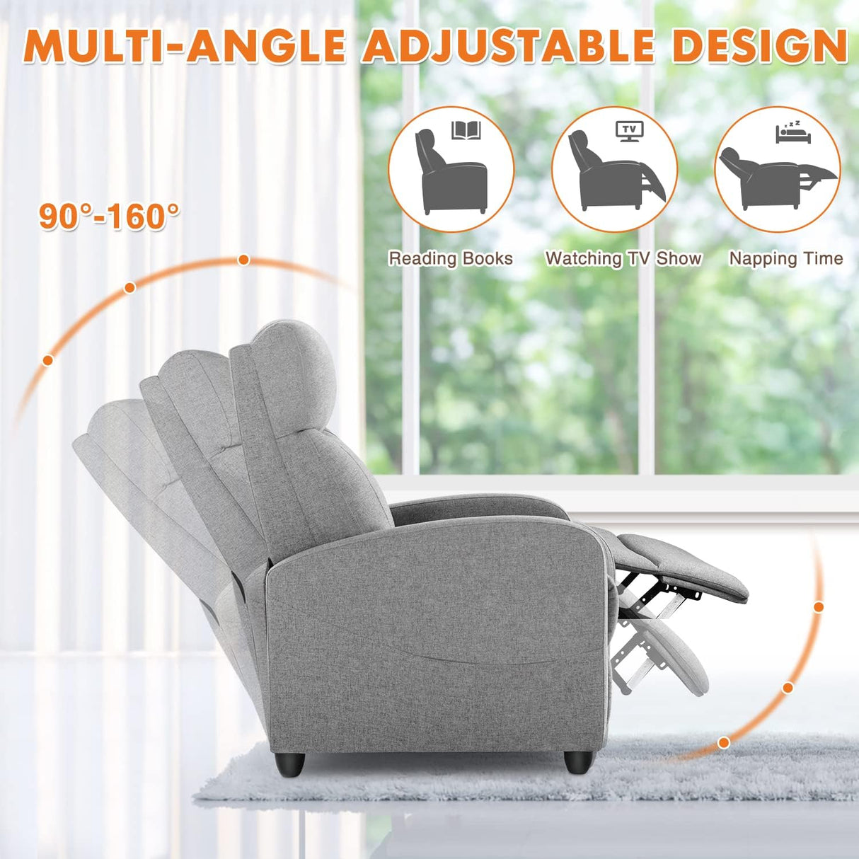 Adults Massage Fabric Small Sofa Home Theater Lumbar Support, Adjustable