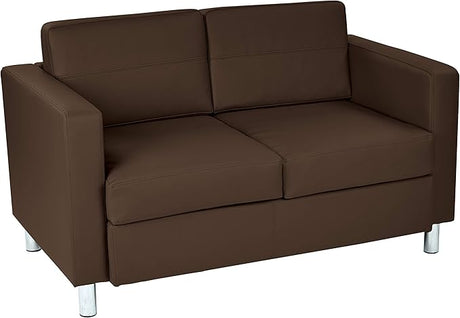 Pacific Loveseat with Padded Box Spring Seats and Silver Finish Legs