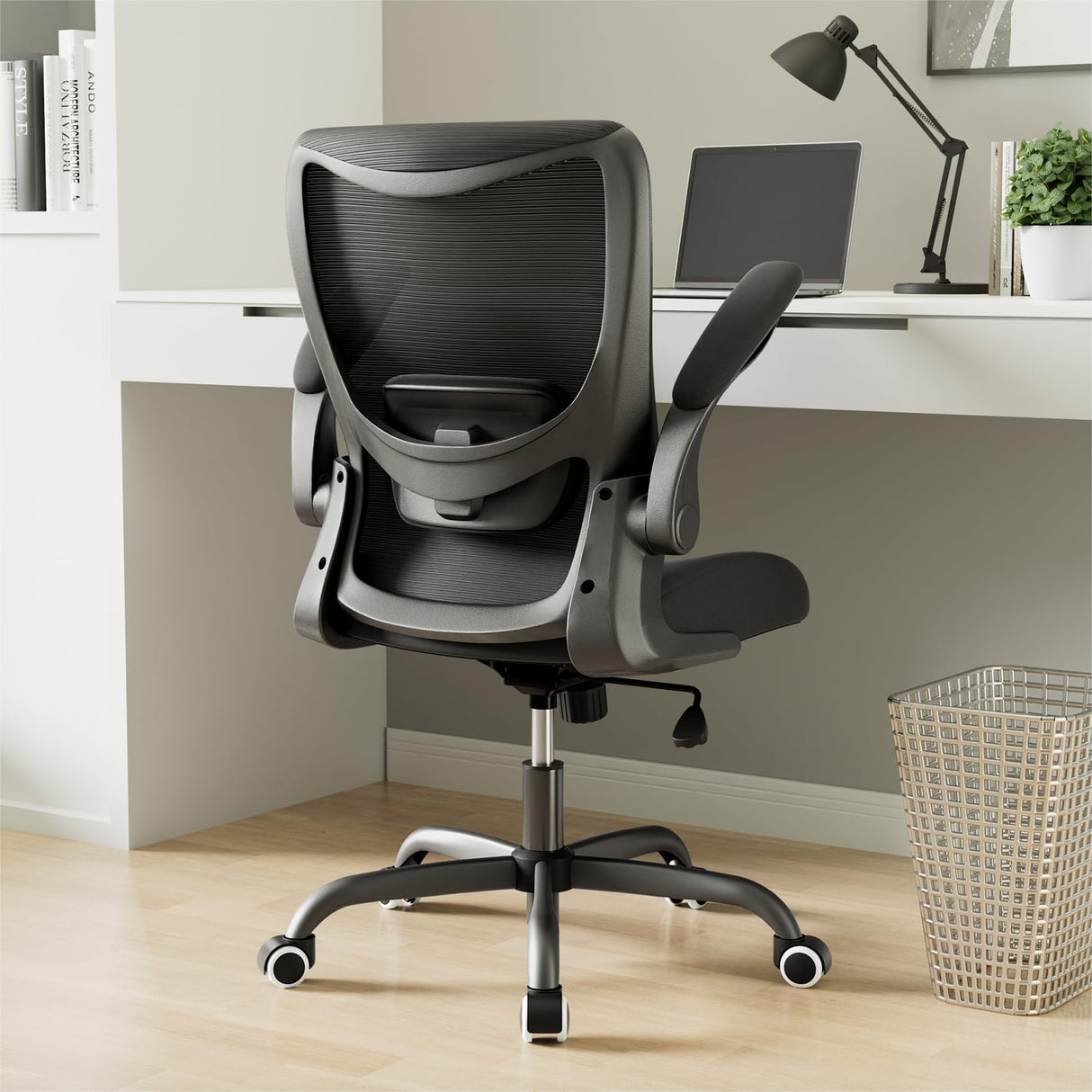 Office Chair, Ergonomic Desk Chair with Adjustable Lumbar Support and Flip up Armrest