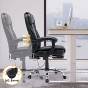 4-Point Massage Reclining Office Chair, Leather Heating Executive Chair
