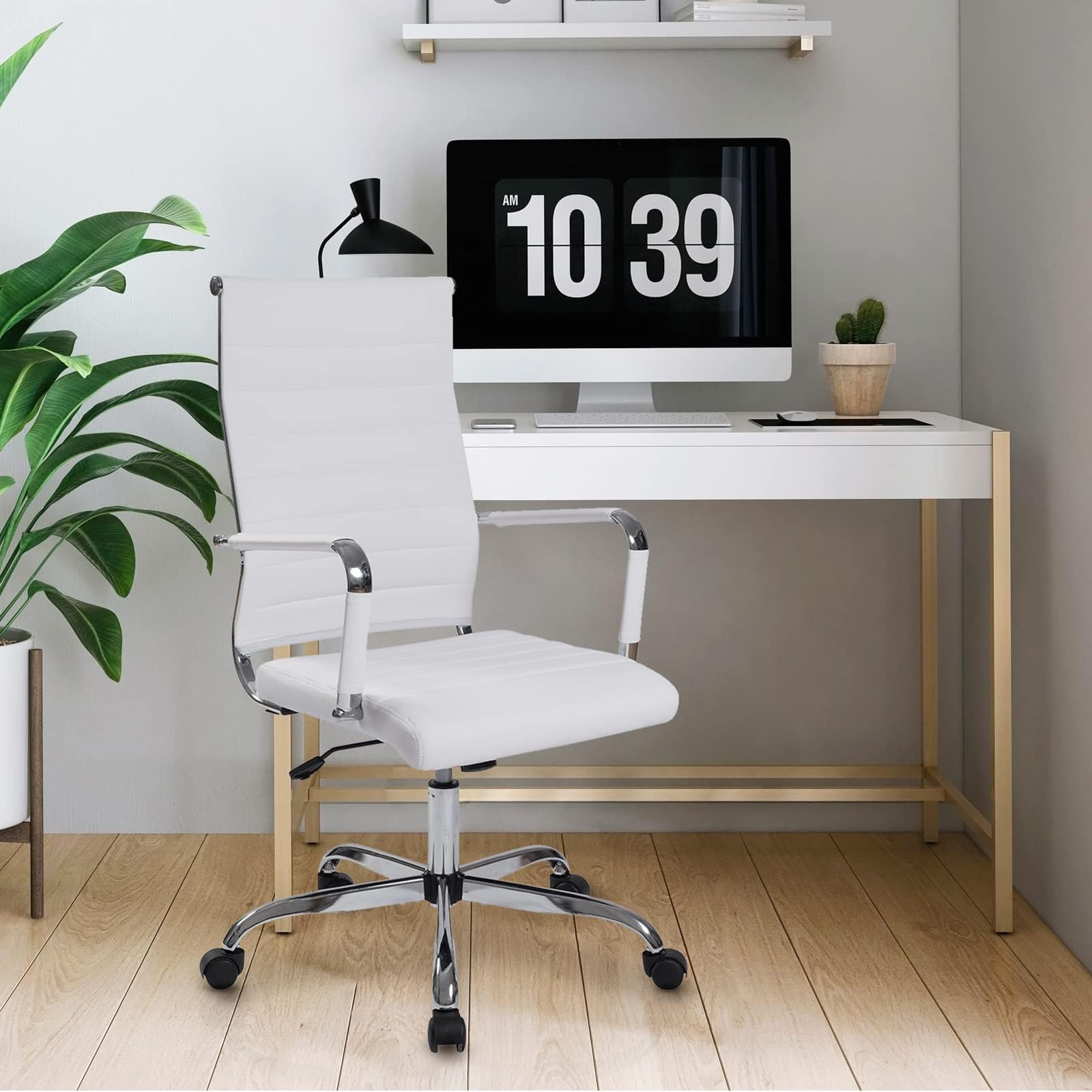 Office Task Chair Set of 6, Ergonomic Desk Chair Leather Conference Room Chairs