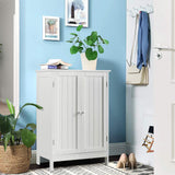 Bathroom Floor Cabinet, Freestanding Storage Cabinet with Double Doors and Shelf,