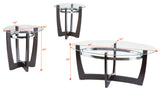 Contemporary Oval 3-Piece Occasional Table Set includes Glass Coffee Table