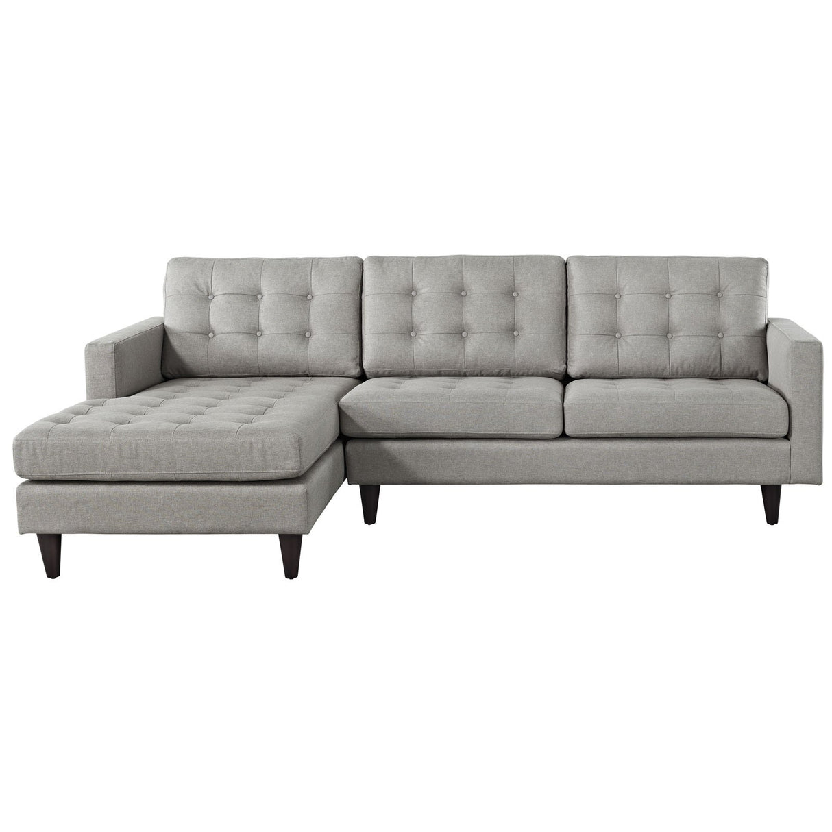 Empress Mid-Century Modern Upholstered Fabric Left-Arm Facing Sectional Sofa in Light Gray