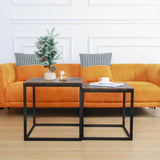 Nesting Coffee Table, 2 Sets Square Coffee Table with Wooden Tabletop and Sturdy